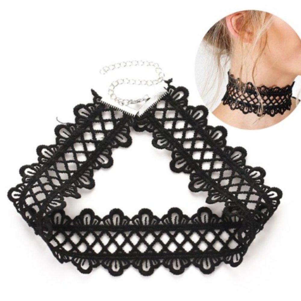 Women Choker Necklace Fashion Vintage Decorative Lace Choker Clavicle Necklace - Picture 2 of 4
